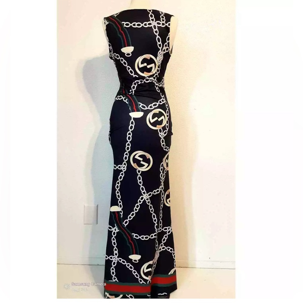Designer Chain Print Dress - Picture 2 of 11